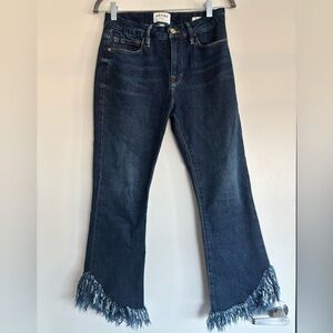 Frame Le Crop Mini Boot Frayed Denim Jeans size 27